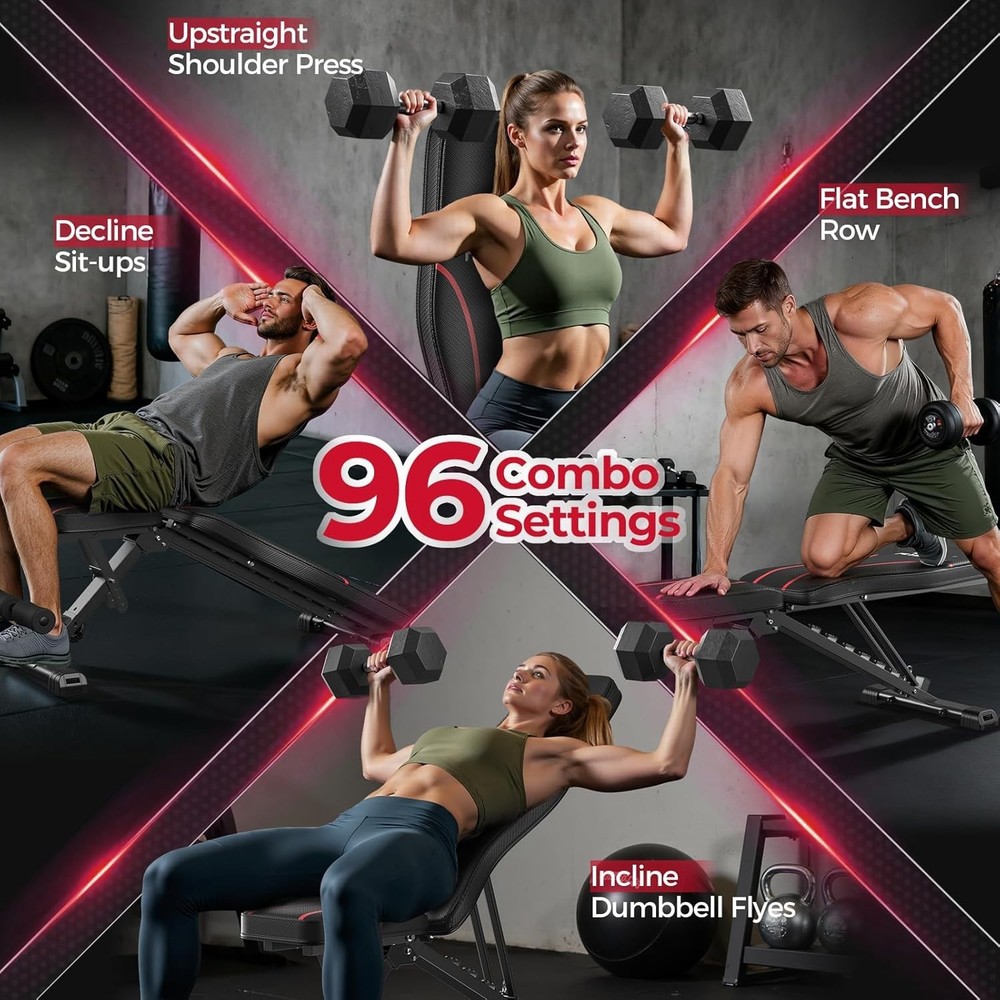 Alloy Steel Adjustable Workout Bench with 96 Settings for Comprehensive Training