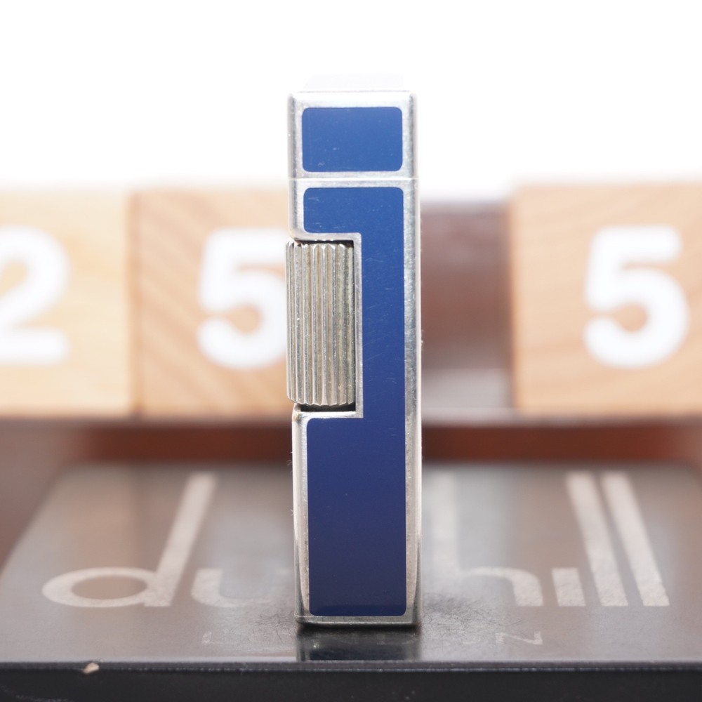 Dunhill Mini Lighter Silver & Blue Lacquer_Ultrasonically Cleaned_Working
