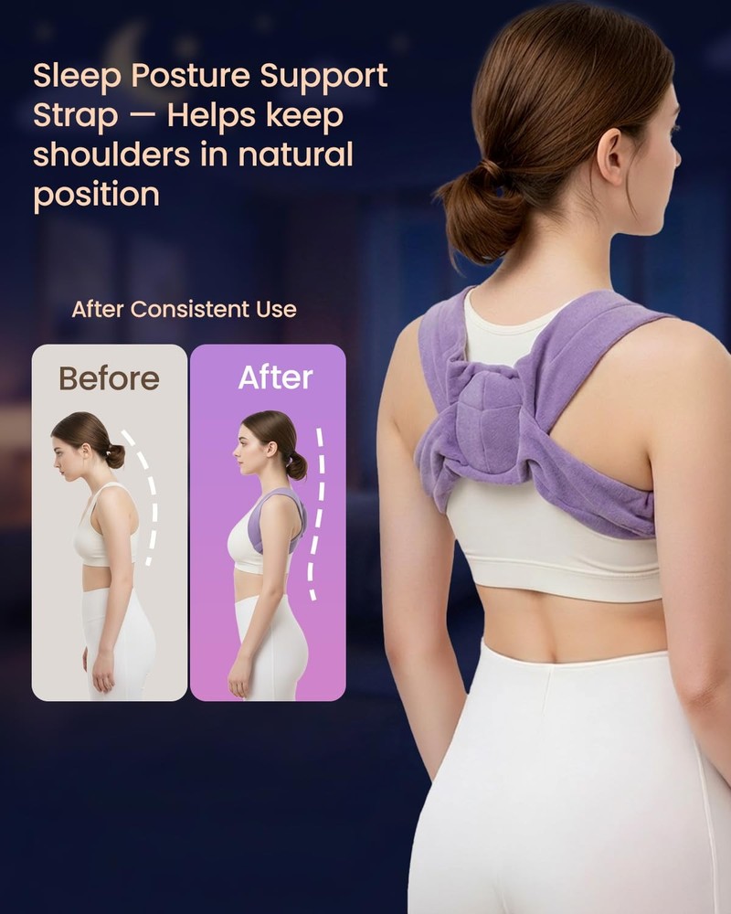 ® Sleep Upper Back Brace Posture Corrector for , Ultra-Soft Lavender Back Str...
