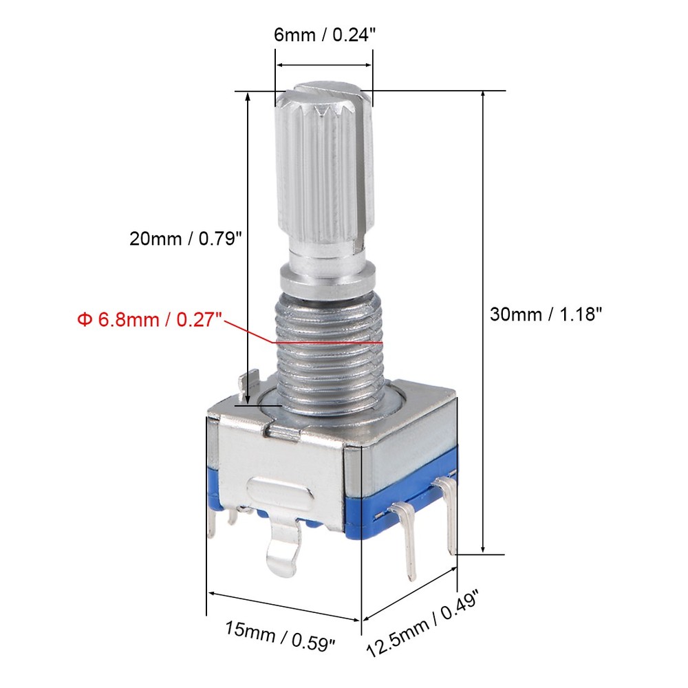 5Pcs 360 Degree Rotary Encoder Code Switch for Industry EC11 5 Pins 20mm