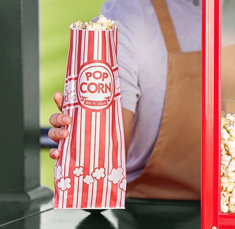 2 oz Popcorn Bags Red & White Striped Leak Proof Popcorn 4 3/4" x 1" x 12" Party