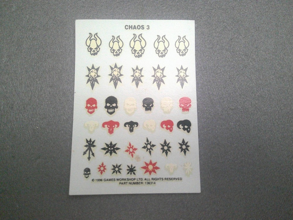 Transfer sheet Chaos (3) Games Workshop 1 sheet