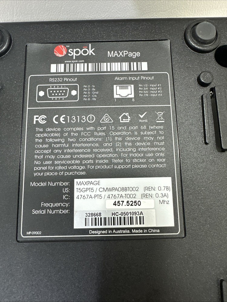 Spok MAXPage T5GPT5 Paging Terminal NO power supply Pulled from working system