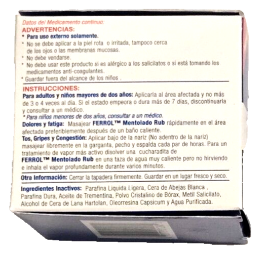 Ferrol Mentholated Rub - 2.1oz