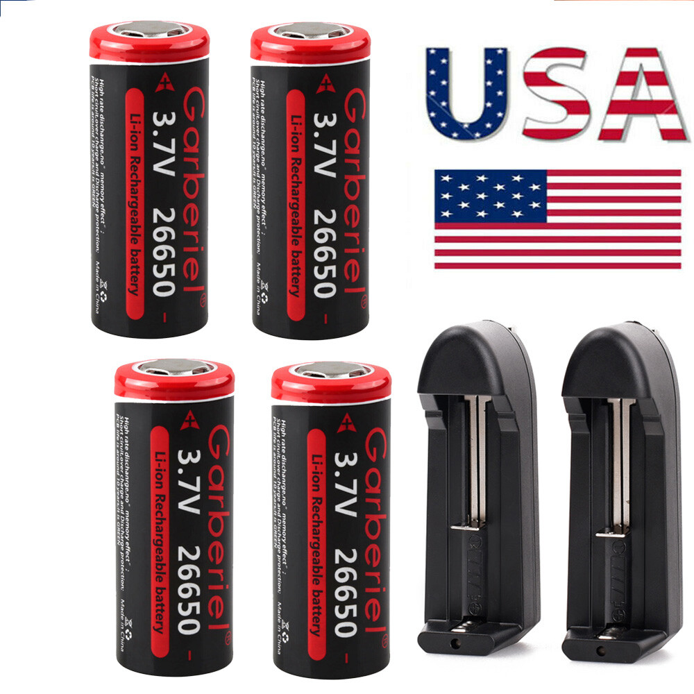 26650 Battery Flat Top Li-ion 3.7V Rechargeable Batteries for LED Flashlight Toy