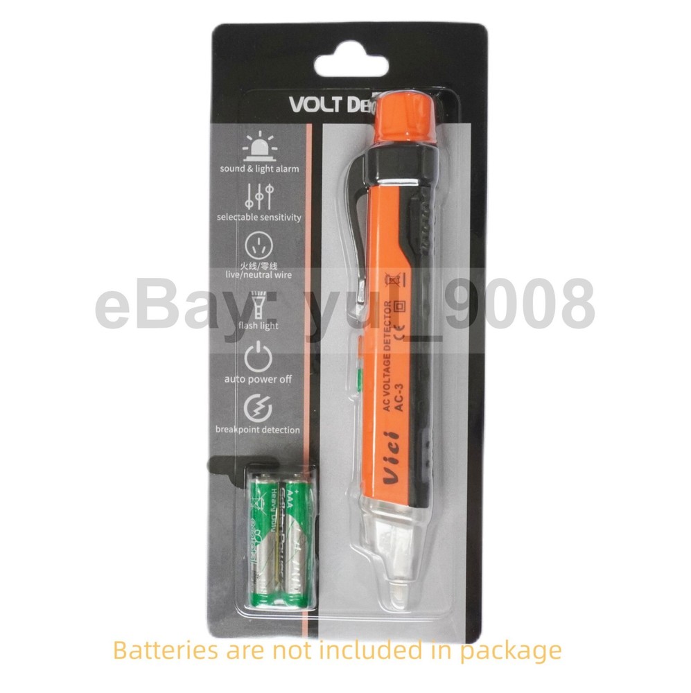 Switchable sensitivity AC live wire test voltage Detector w/ sound Light alarm