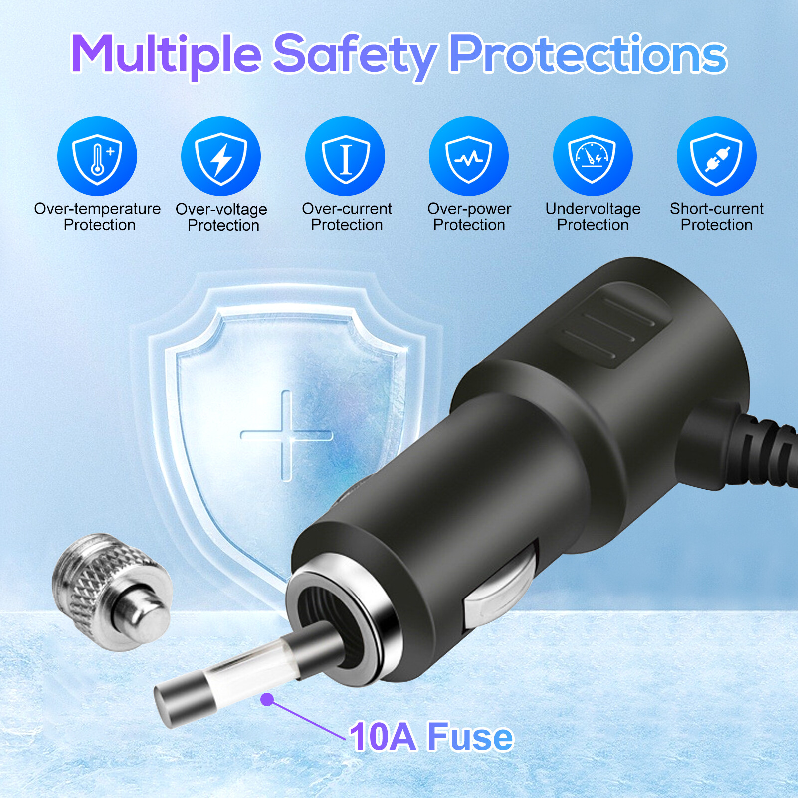 7-in-1 4Way Car Cigarette Lighter Socket Splitter Fast Charger Power Adapter 12V