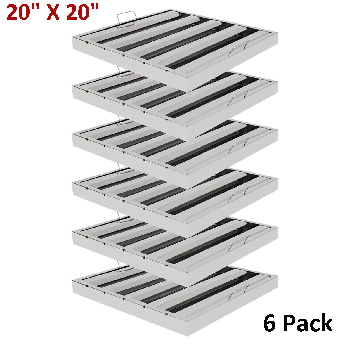 20"X20" Commercial Hood Filters 6 Pack Stainless Steel Hood Grease Filter Baffle