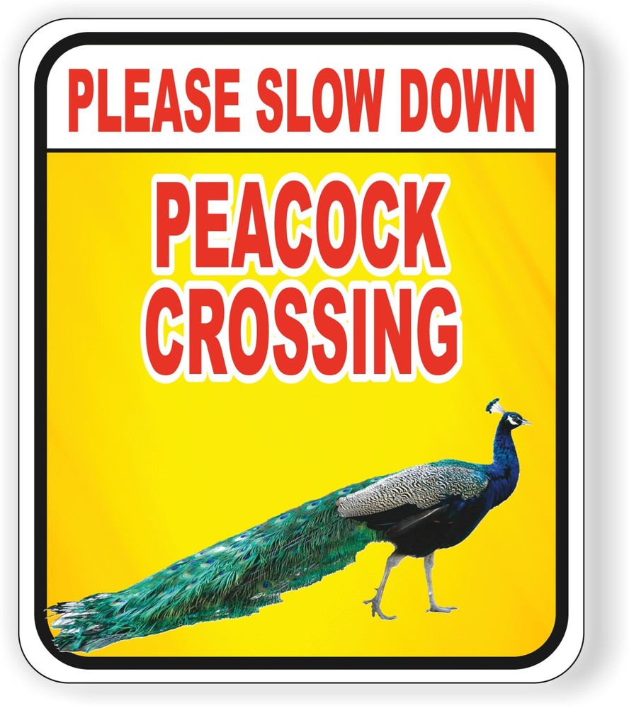 Please Slow Down Peacock Crossing Aluminum Composite Sign