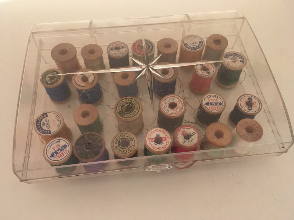 vintage mid century Lucite Dritz Thread Case With Thread