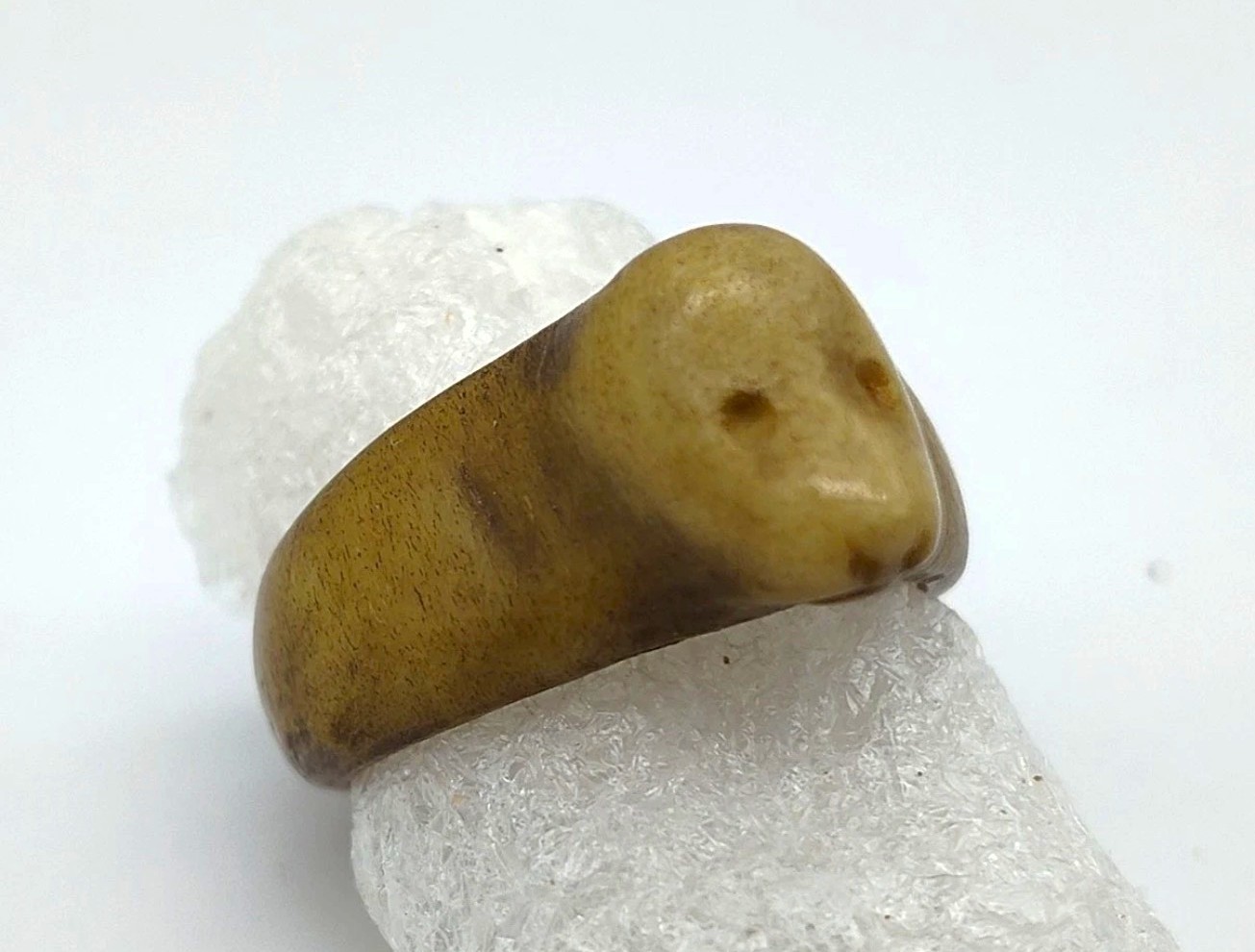 Antique 19th C. Inuit Eskimo Carved Seal Head Finger Ring