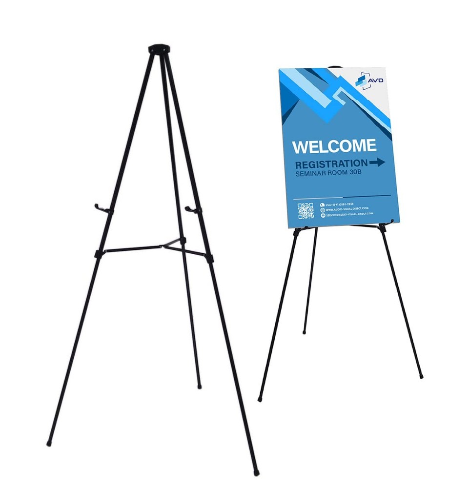Audio-Visual Direct Lightweight Aluminum Telescoping Display 1 Easel, Black