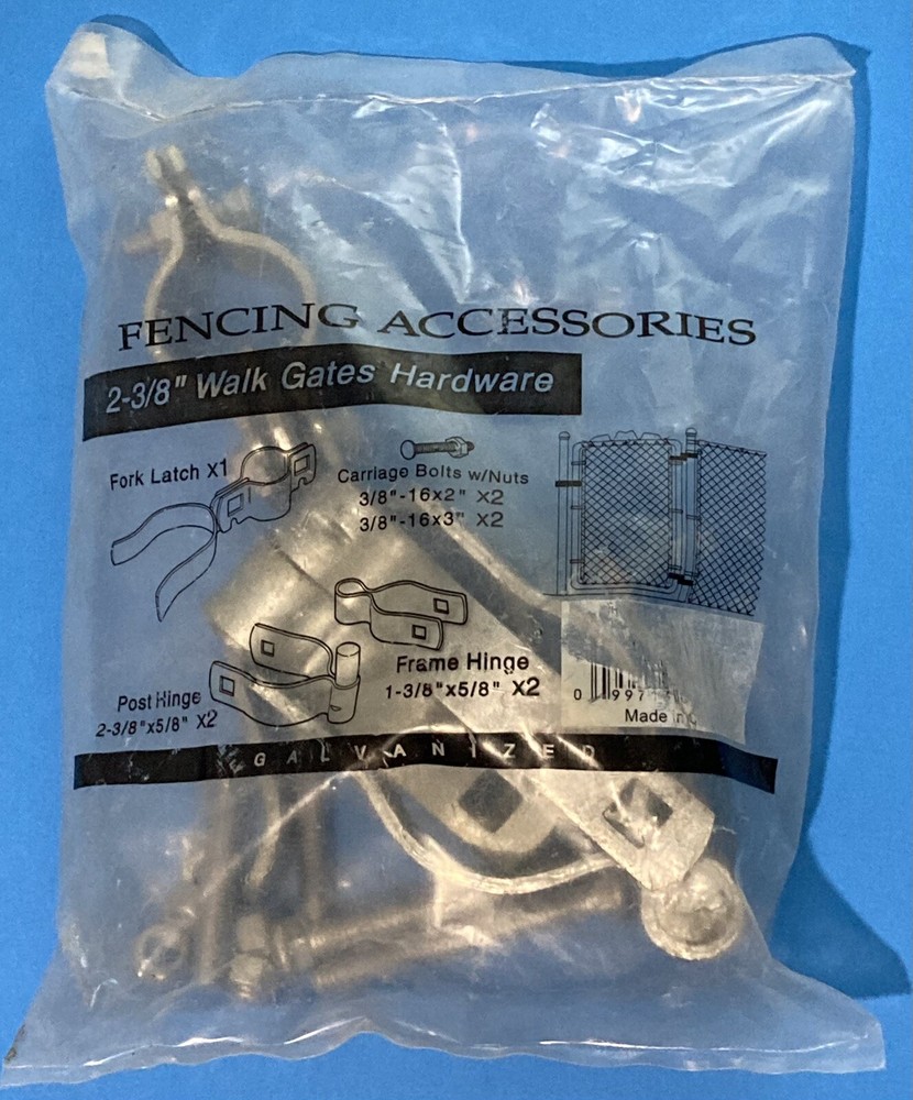 Fence Accessories 2-3/8” Walk Gate Hardware Post Hinge Fork Latch frame hinge
