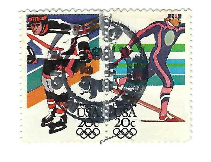 STAMP US SCOTT 2069 & 2070 "Winter Olympics" 20 CENT 1984 USED PAIR