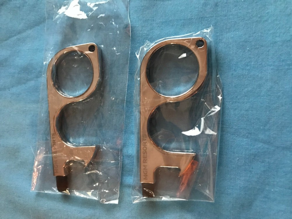 2 New Touchless Silvertone Key Chains Key Rings MGM Logo