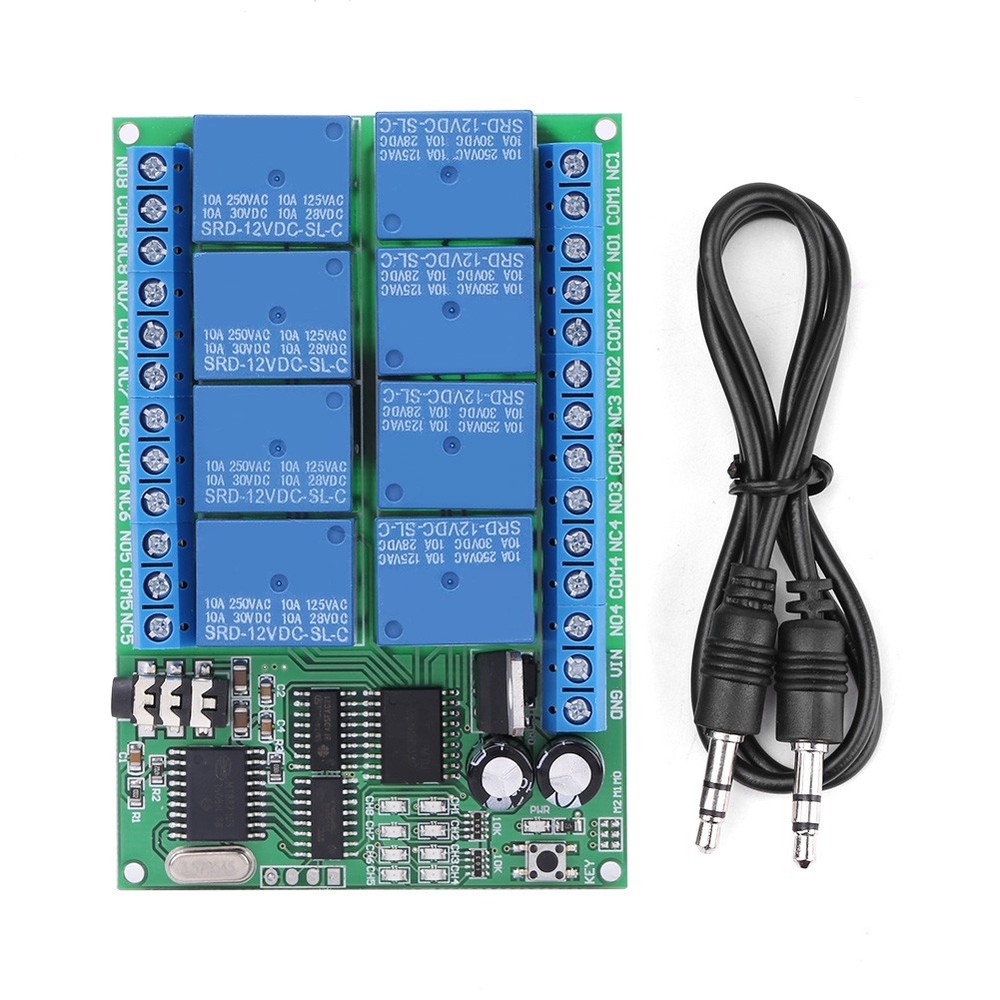 DC 12V 8CH DTMF Relay Phone Voice Decoder Remote Controller Switch Module Hot↑