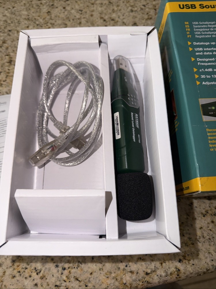 Extech 407760 USB Sound Level Datalogger Range 30 To 130dB