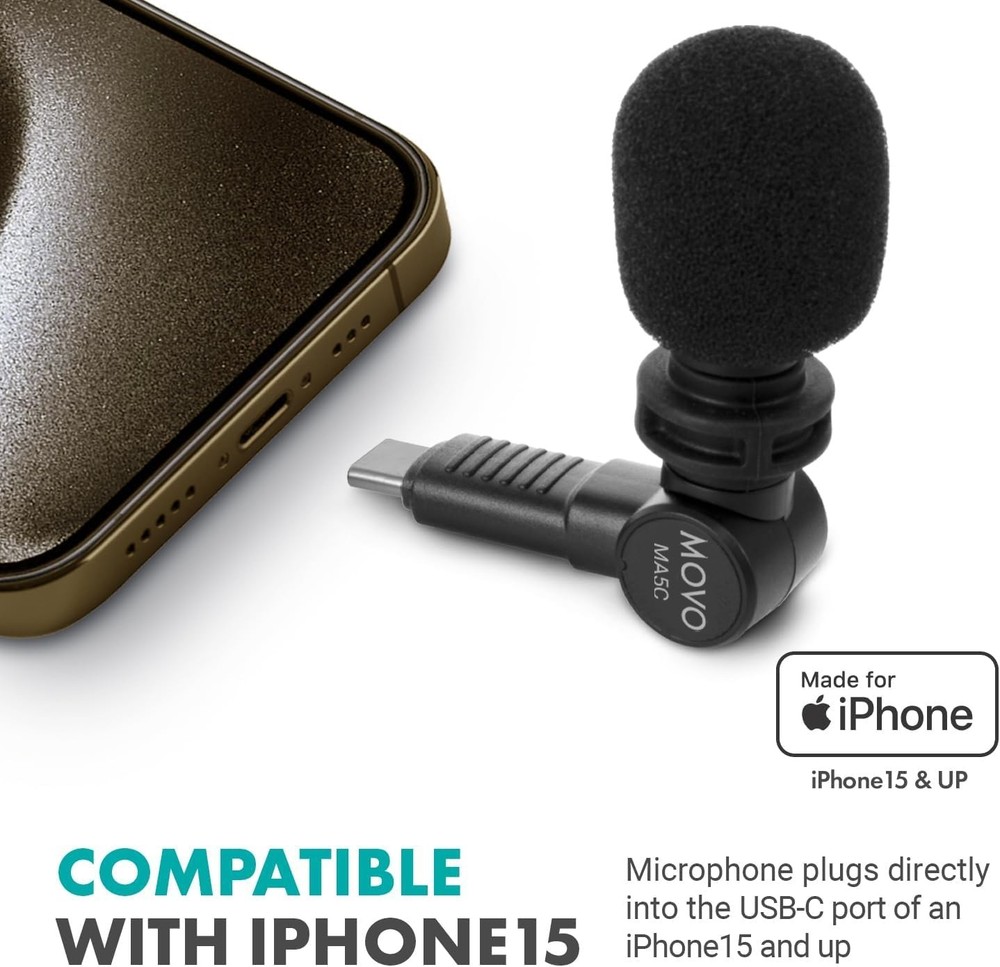 External USB-C Microphone for iPhone 15/16 - Mic for iPhone 15/16, USB-C Devi...