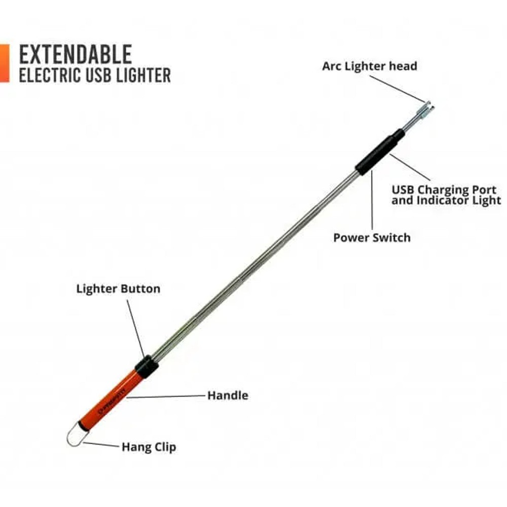 Pyro Putty Extendable USB Rechargeable ARC Lighter, For Wood Stoves & Fireplaces