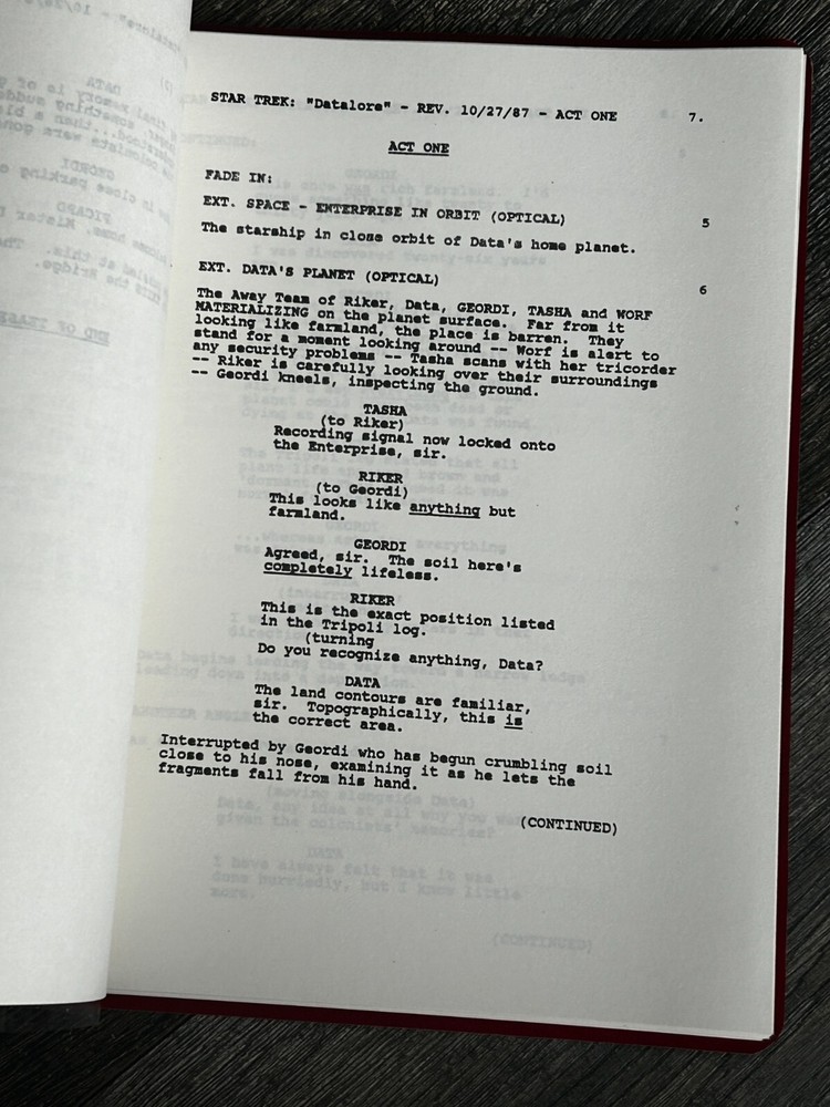 STAR TREK Script The Next Generation Datalore Revised Final Draft Oct 26 1987