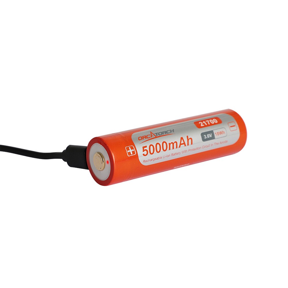 OrcaTorch 21700 USB Battery 5000mAh