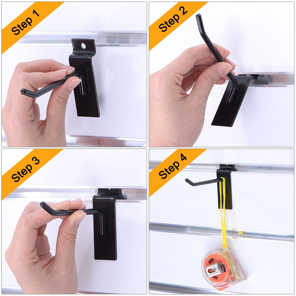 60pcs Slat Wall Hooks 2" Length Pegboard Panel Hanging Hook Black