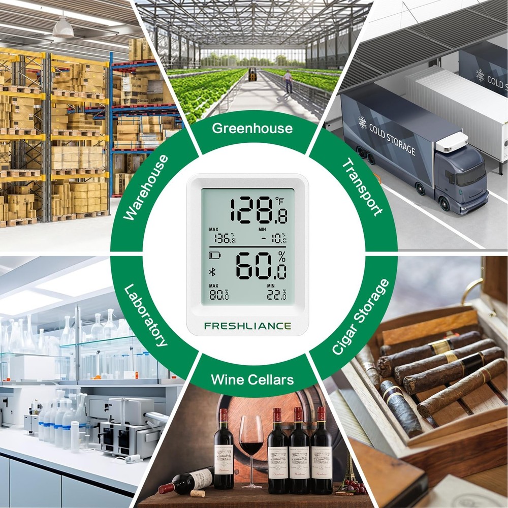 Freshliance Bluetooth Temperature Humidity Data Logger Recorder, Refrigerator...