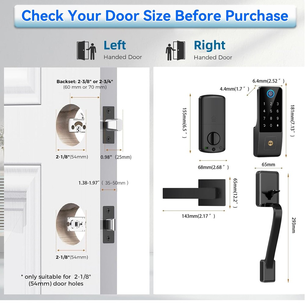 Smart Fingerprint Door Lock with Keypad – Keyless Entry Deadbolt for Front