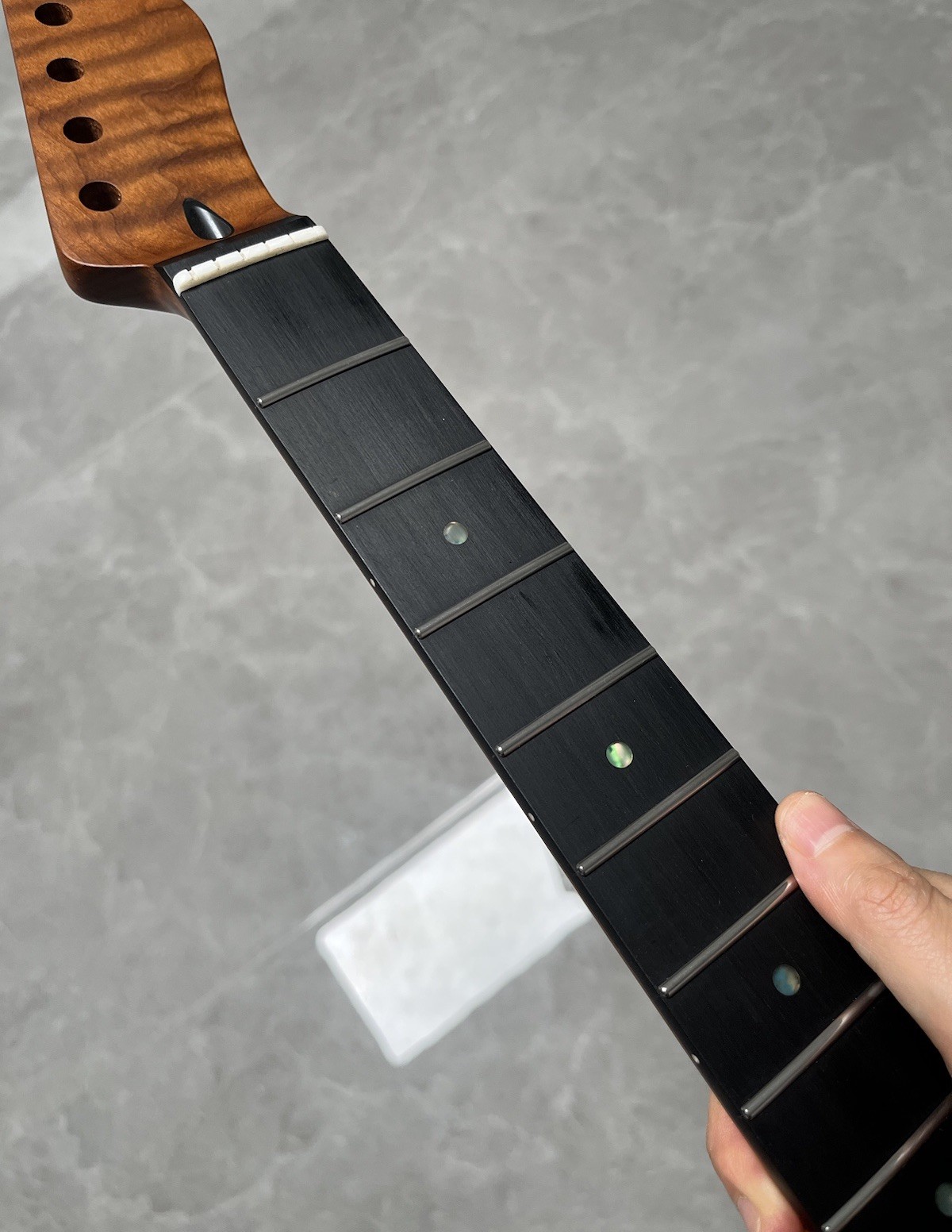 AAAAA NEW Stainless Ebony 22fret Satin Roasted Flame Maple electric guitar neck