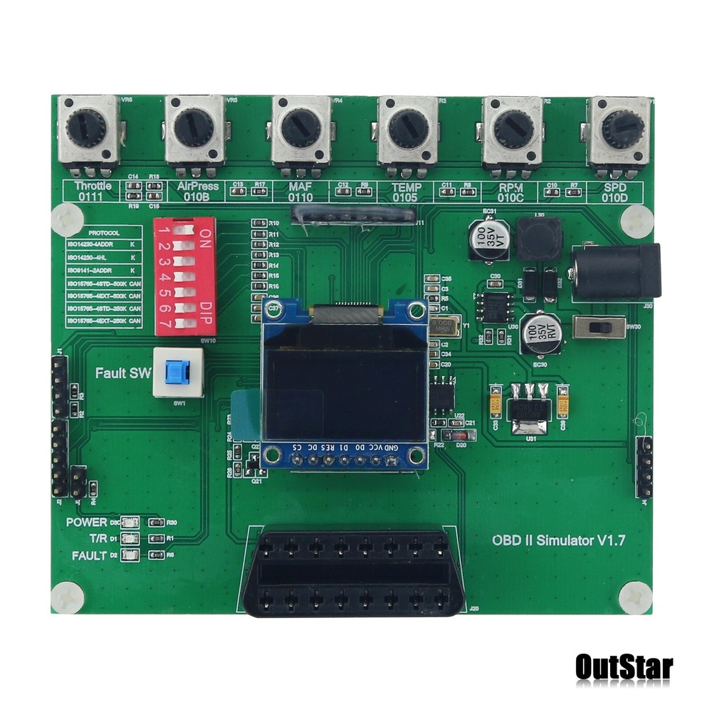 OBD II OBD2 ECU Simulator with 0.96-in Screen Supports 7 Conventional Protocols