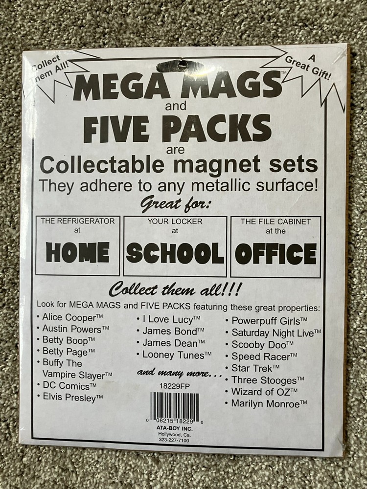 KISS Collectible 5 Magnet Set 2001 Mega Mags Ata-Boy
