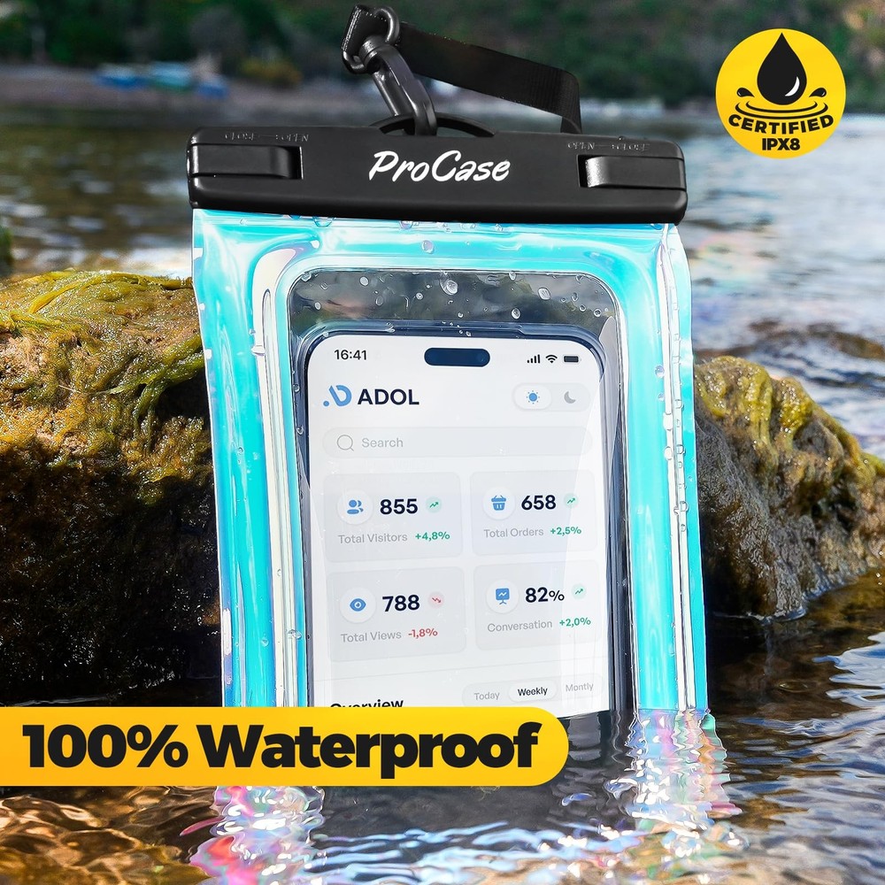 ProCase 2-Pack Floating Waterproof Phone Pouch, 7" IPX8 Floatable Underwater