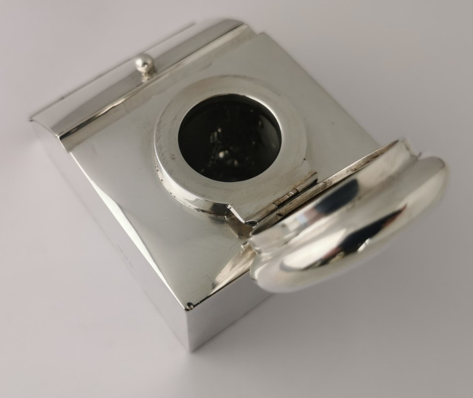 Rare Solid Silver Inkwell & Double Stamp Box Combination - Chester 1903