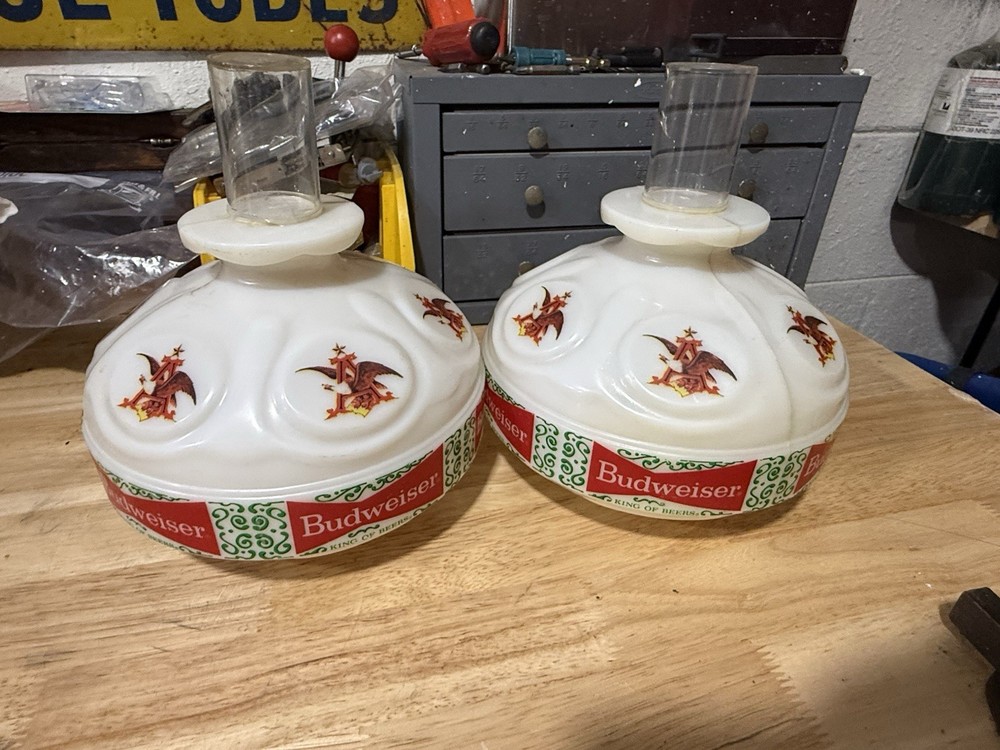 2 BUDWEISER WALL SCONCE GLOBES PLASTIC