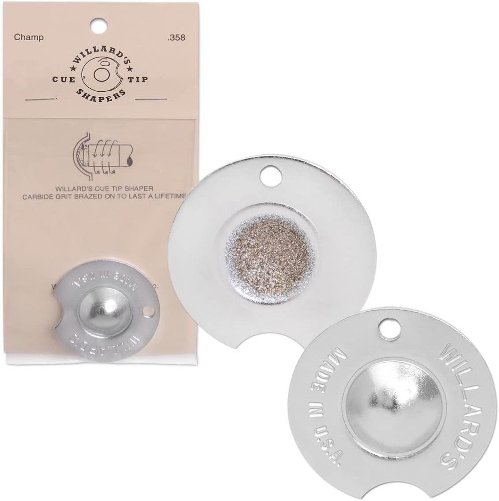 Willard Pool Cue Tip Shaper - Dime Radius silver
