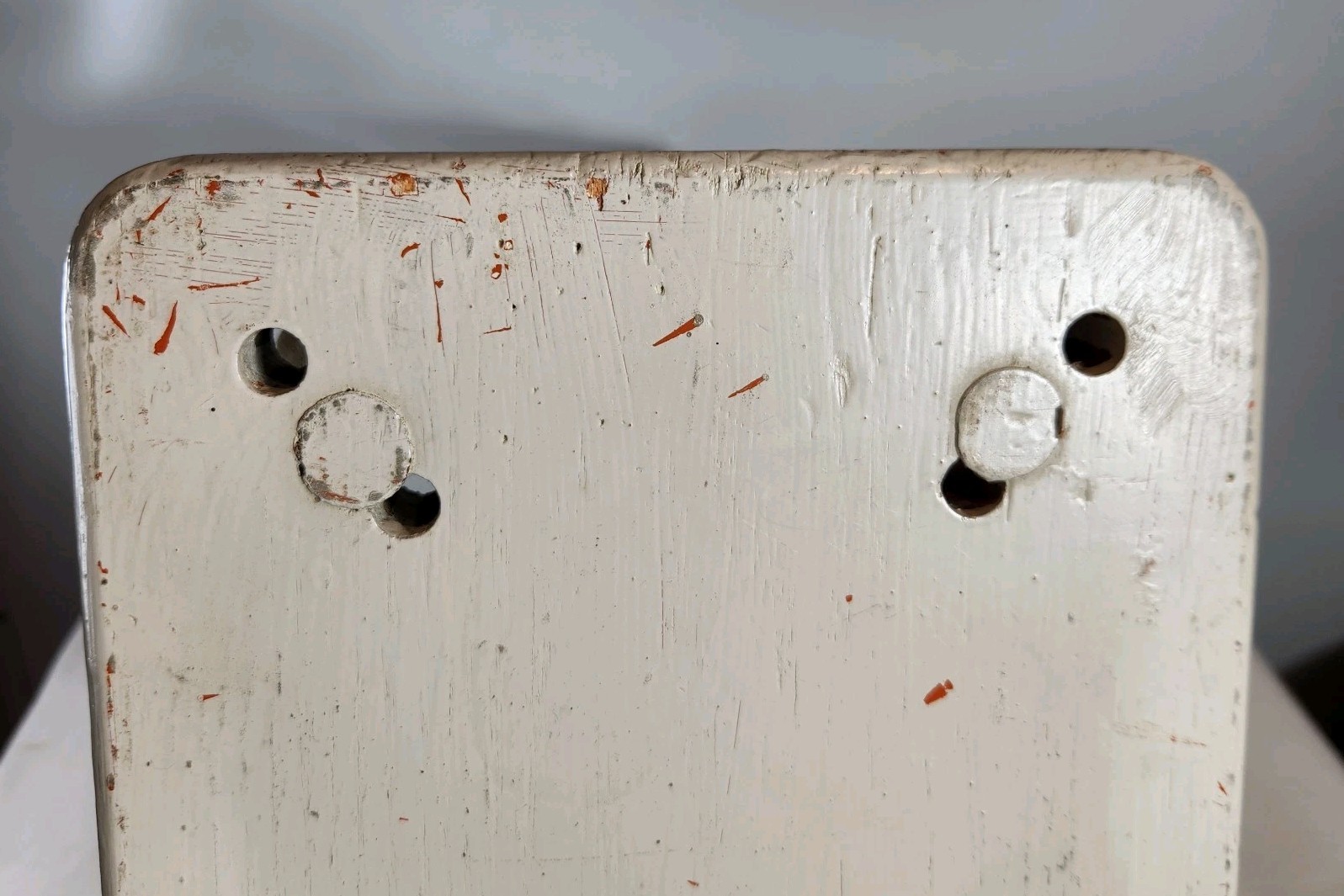 Rustic Chippy White Distressed Painted Wooden Tall Stool Seat Euro Farmhouse