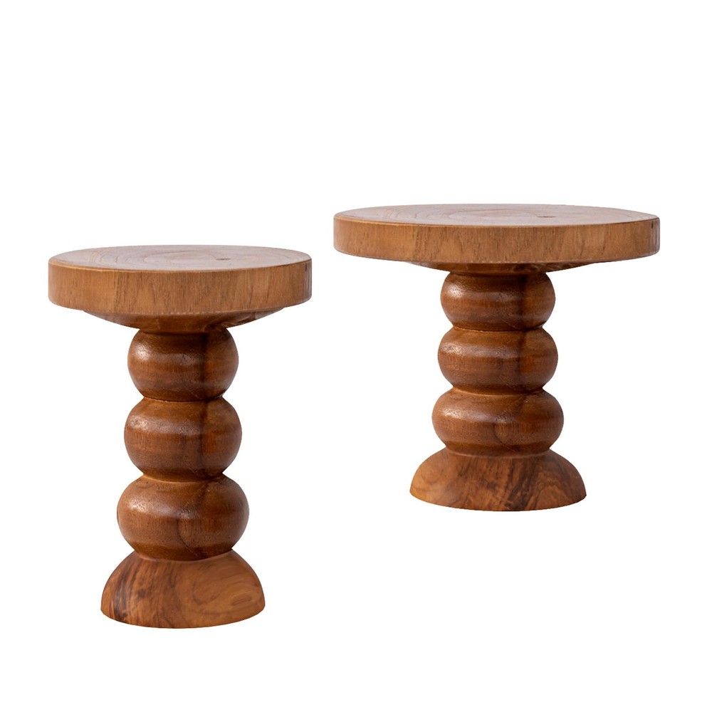 Mini Round Wood Risers, 2 Pieces Mini Riser Stand, Display Riser for Candles,...