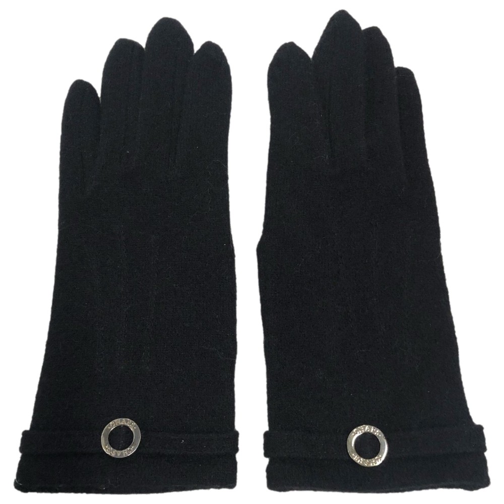 Chaps Womens Sleek Black Wool Blend Gloves Small/Medium
