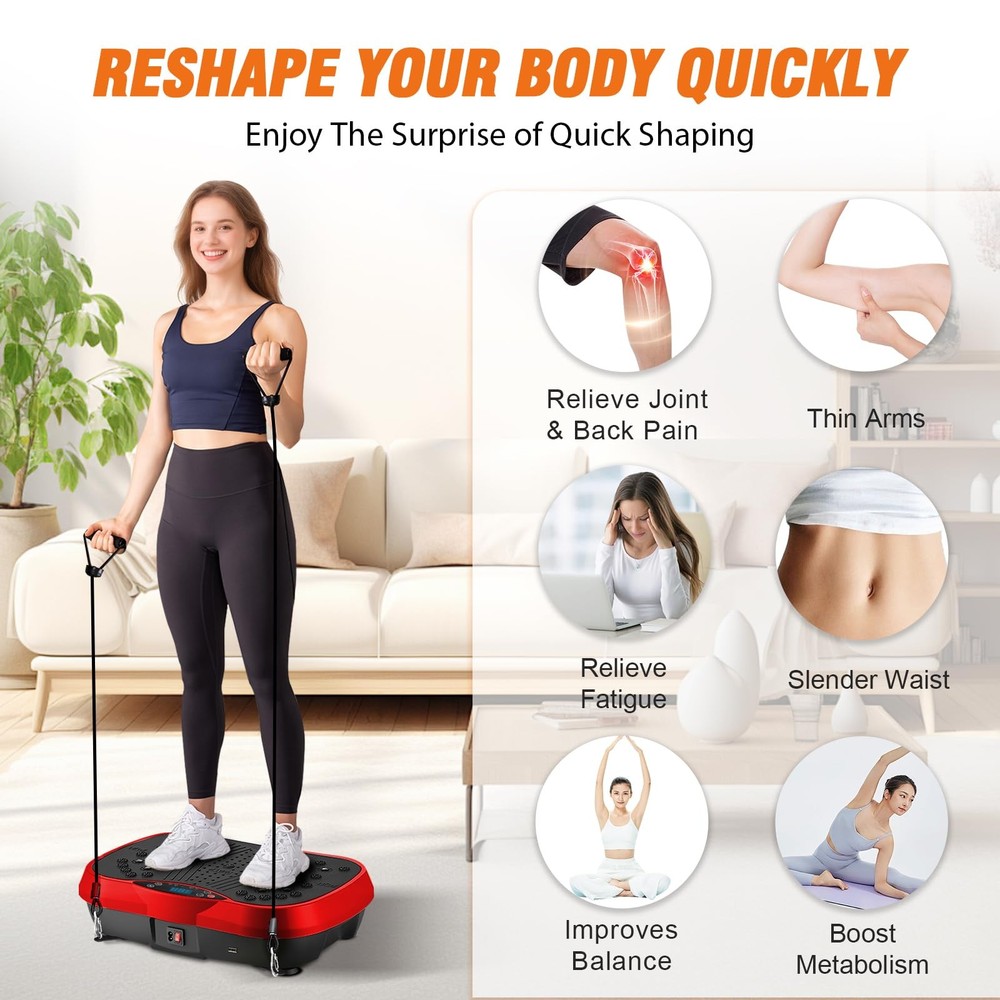 Vibration Plate Exercise Machine, 10 Modes & 200-Level Vibration Platform for...
