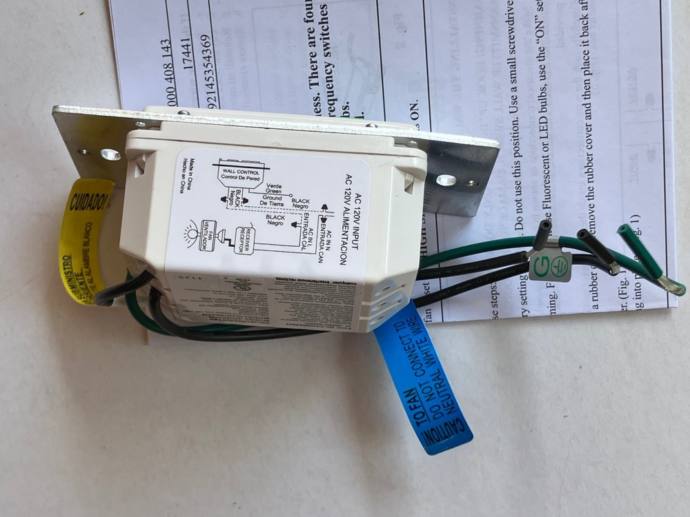 Wall Control Switch Hampton Bay Harbor Breeze Litex UC9050H CHQ9051 REVERSE