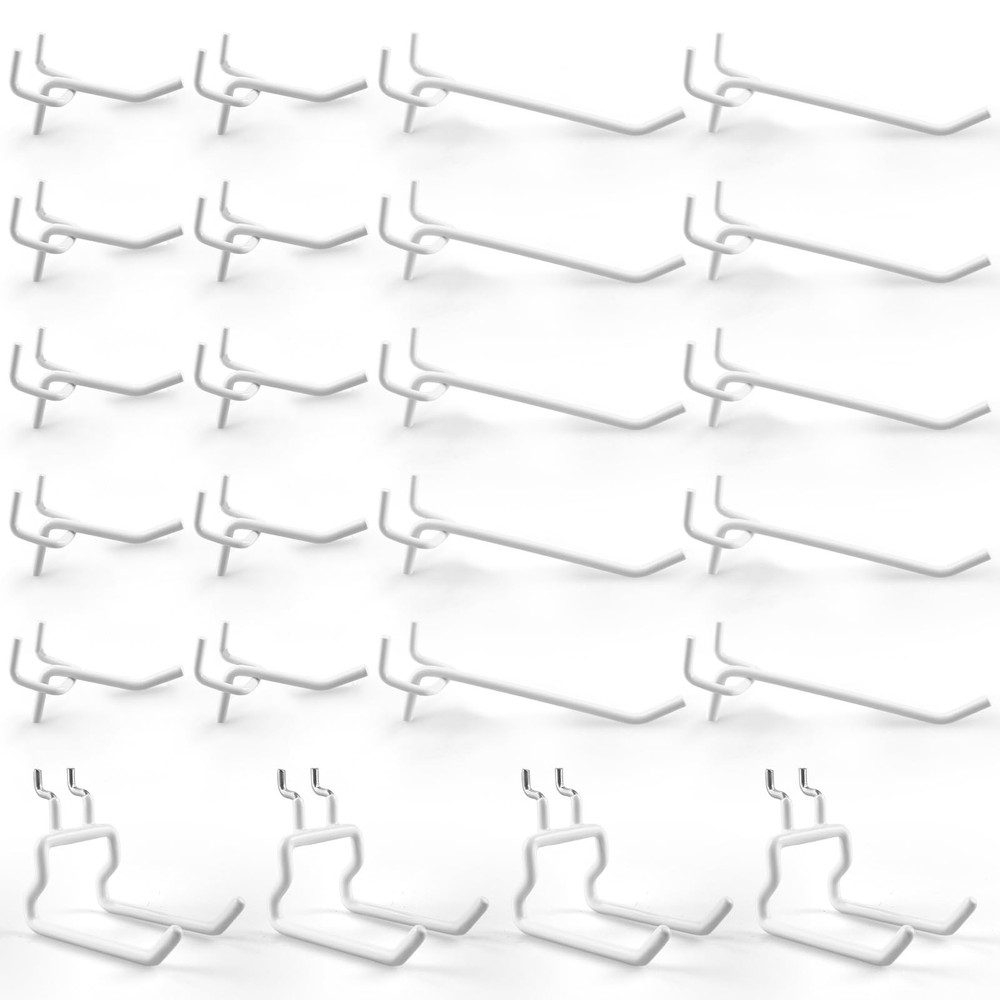 24-Pack Pegboard Hooks, 2" 4" Peg Board Tool Utility Hangers Fit 1/4" Pegboar...