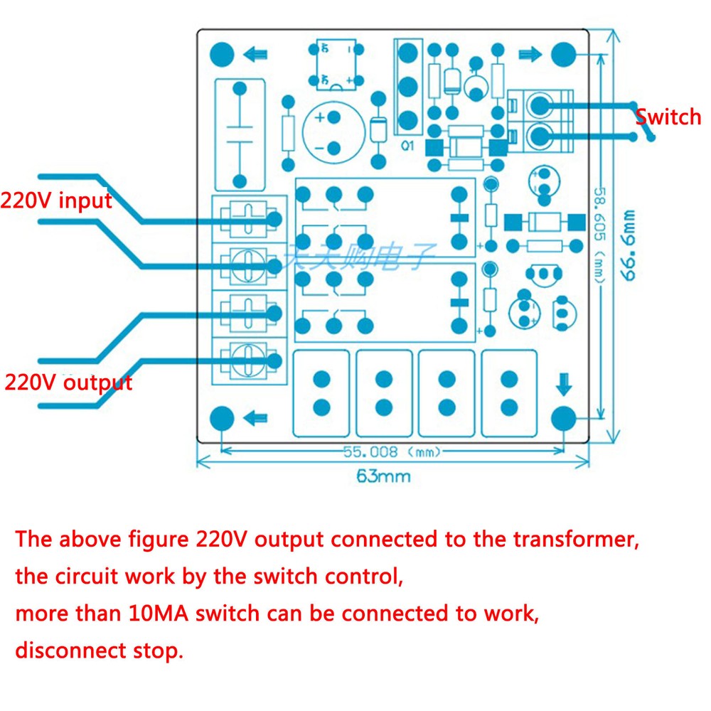 1pc Transformer/amplifier soft start board with temperature control 2600W