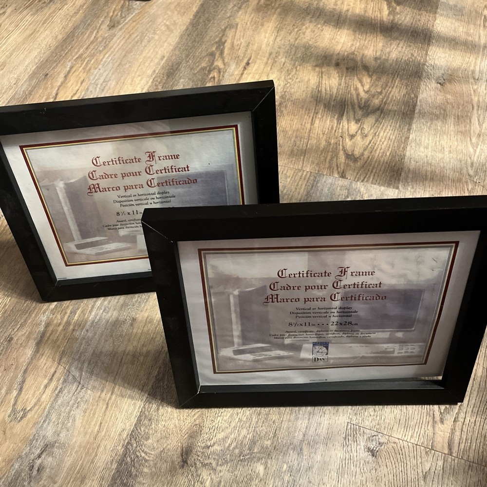 2-Pk DAX Document Frames Solid Wood Desktop/Wall Mount N15832 Black 8 1/2x11"