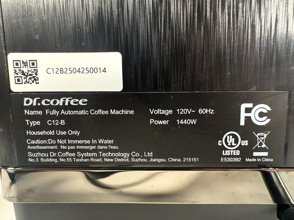 DR.COFFEE C12 Fully Automatic Coffee Machine, Ceramic Flat Burrs, 9 Grind Sizes