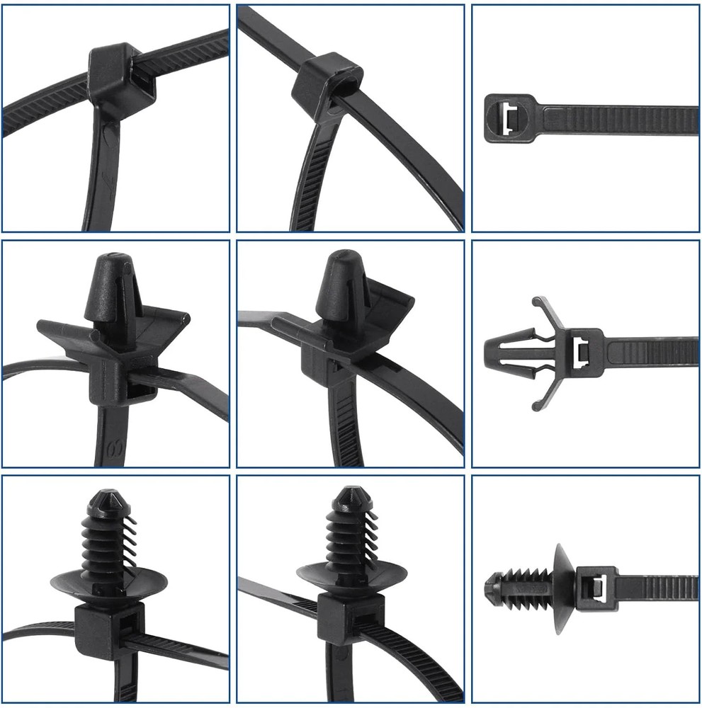 60pcs Zip Ties Assorted Sizes, 6 Popular Size Push Mount Cable Ties Universal Ny