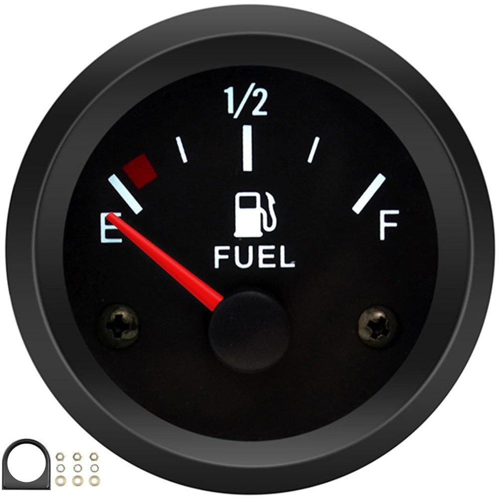 2" Universal Fuel Gauge Kit, E-1/2-F Pointer Fuel Level Gauge Meter Red Pointer