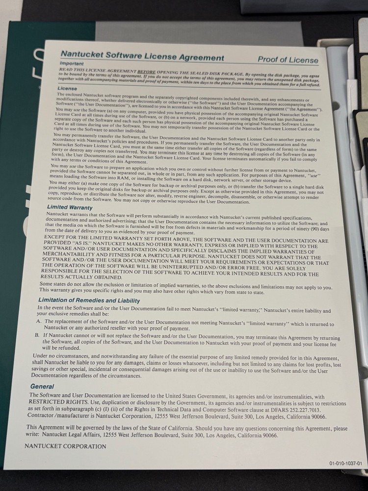 Nantucket Clipper v5.01 Application Development System IBM PS/2 PC XT AC 5.25