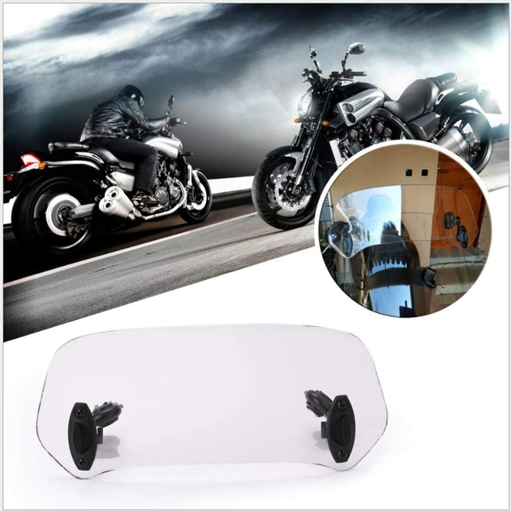 Adjustable Clip On Windshield Extension Spoiler Wind Deflector For Motorcycle