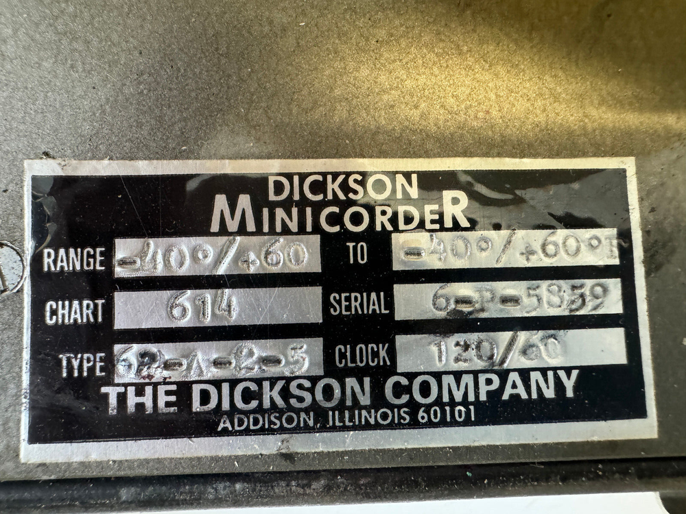 Dickson Temperature Circular Chart Recorder - VINTAGE - 62-A-2-5