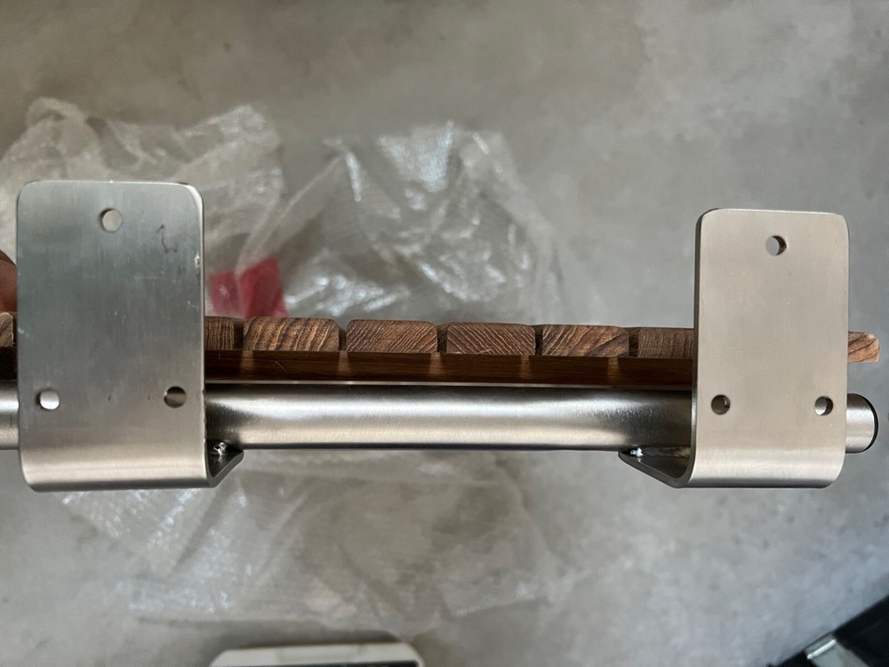 Brown teak wood shower bench new.